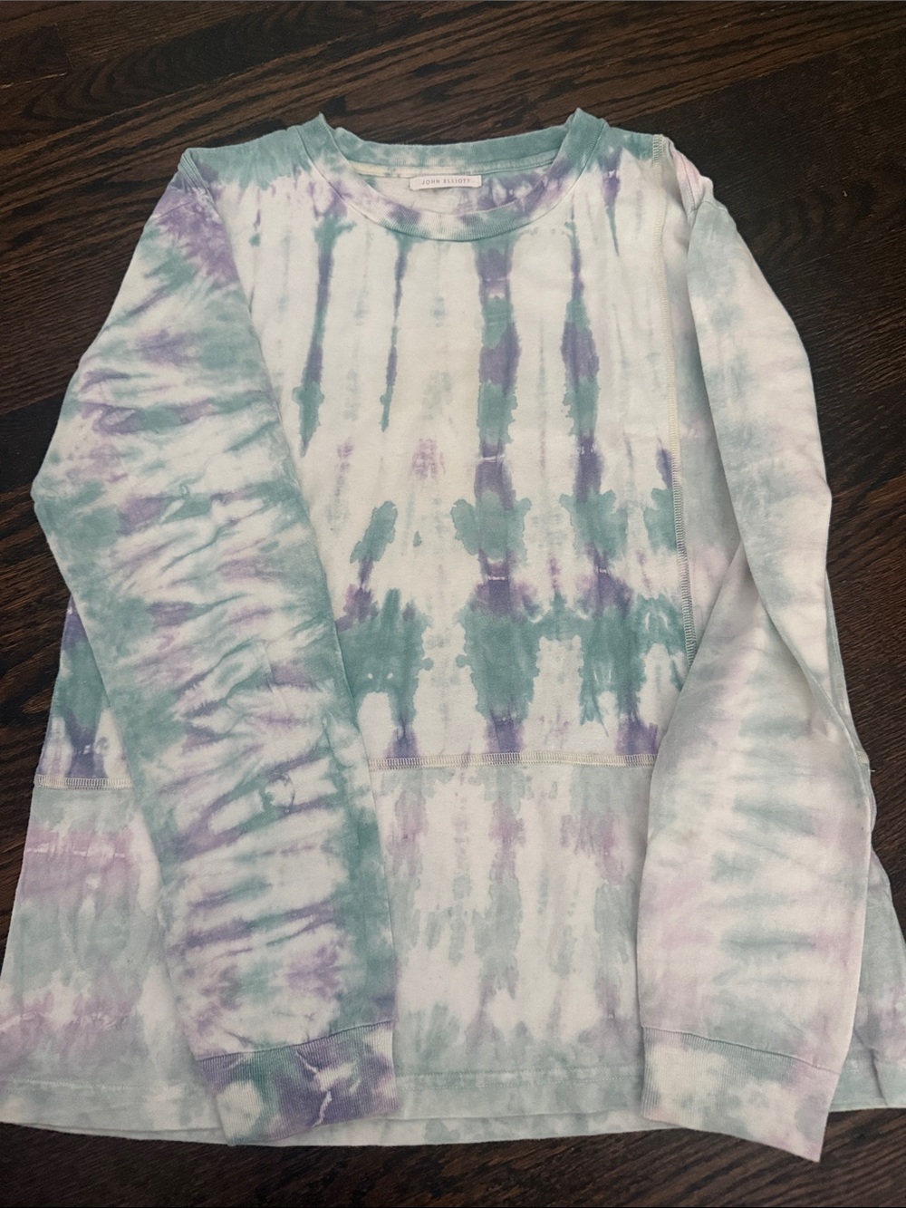 John elliot Tie-Dye Long Sleeve Pullover in Lavender & Mint